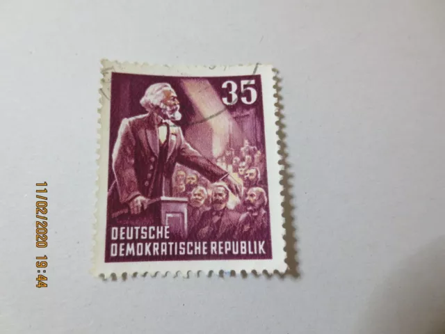 DDR 1953 "Marx am Rednerpult" MiNr 350 YII o gestempelt seltenes Wasserzeichen