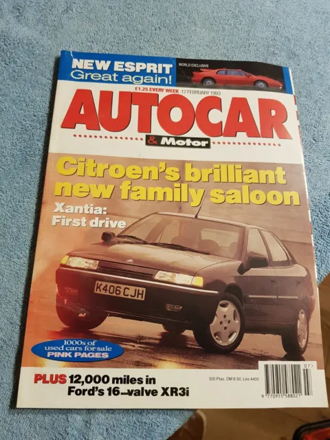 Autocar Magazine 17 February 1993 Ford Escort XR3i Lotus Esprit S4 Turbo