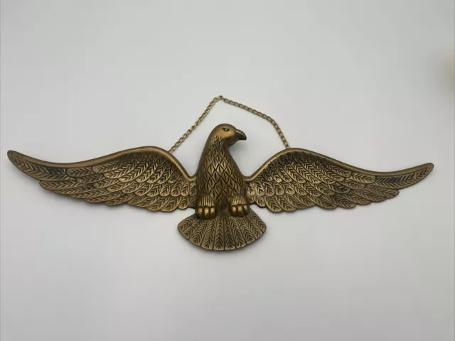 Vintage Flying Eagle Solid Brass Wall Hanging Wall Decor Plaque 17 Inch Wingspan