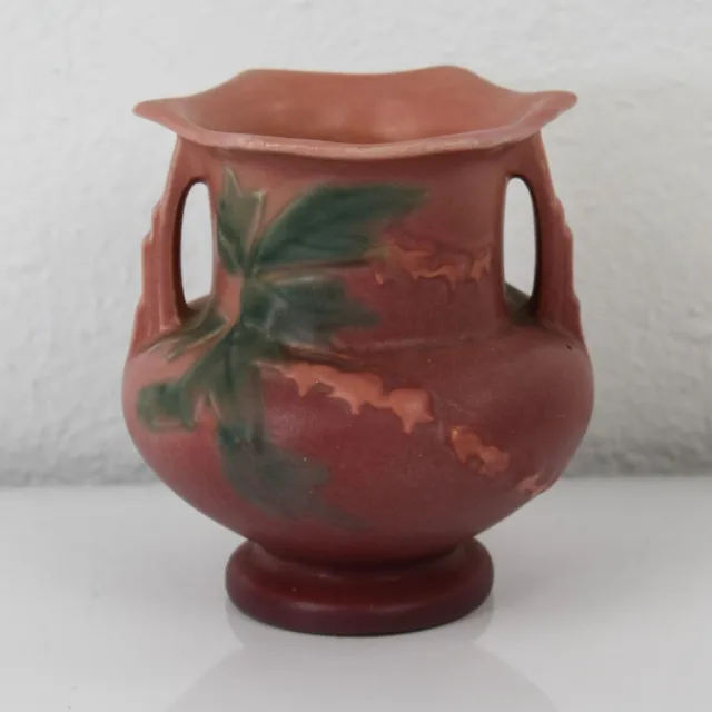 Roseville Pottery Vintage Bleeding Hearts Vase Color Red/Pink GUC no crack/chips