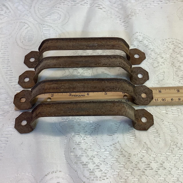 Vintage Rusty Barn Door Handle SET of 4 Garden Art Primitive Steampunk 5