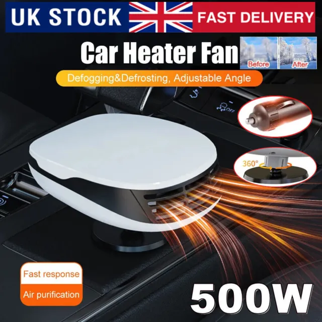 12V DC Heating Fan Defogger Defroster Demister 500W Portable Electric Car Heater