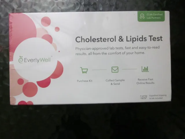 Kit de prueba de colesterol y lípidos Everlywell ~ nuevo / sellado ~ 31/08/2025