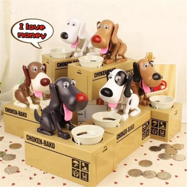 Money Box Bank Coin Saving Choken Hungry Eating Dog Robotic Piggy Mechanical;