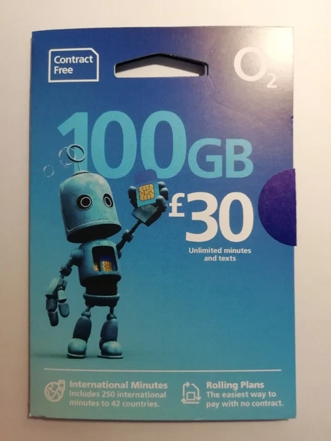O2 PAYG Sim Card International Big Bundle 100GB for £30 NB *ZERO CREDIT INCLUDED