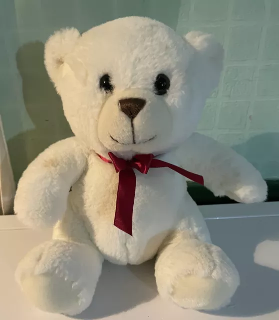 Keel Toys White Teddy Bear Super Soft Plush Toy Sits 9" Tall