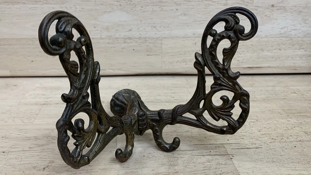 Antique Cast Iron Hall Coat Hat Tree Hooks Victorian Wall Mount Adjustable