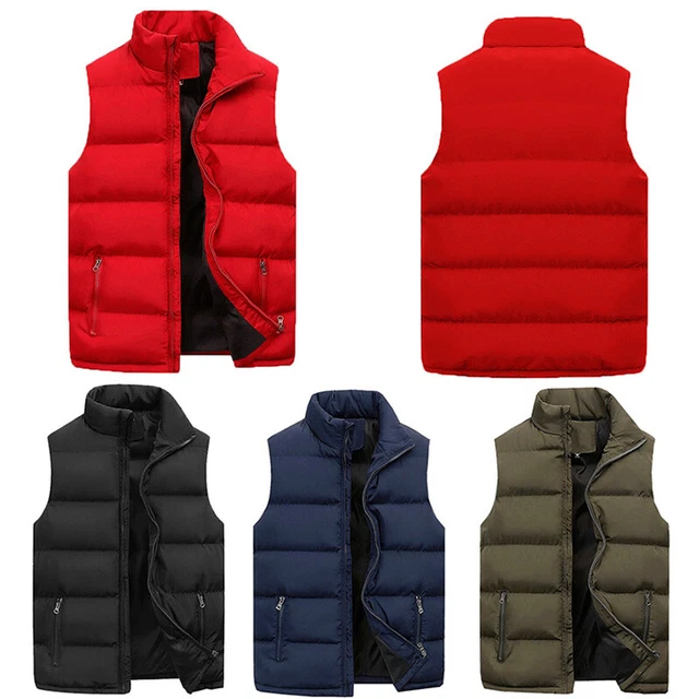 Men Winter Warm Paded Sleeveless Puffer Jacket Vest Waistcoat Solid Quilted Coat