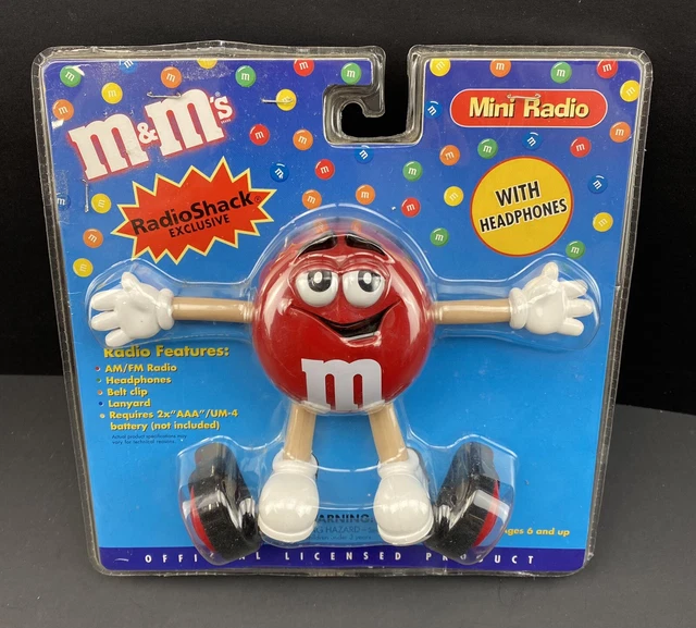 Vintage Radio Shack M&M's RED M&M Mini AM/FM Portable Radio With Headphones NIP Vintage Radio Shack M&M's RED M&M Mini AM/FM Portable Radio With Headphones NIP