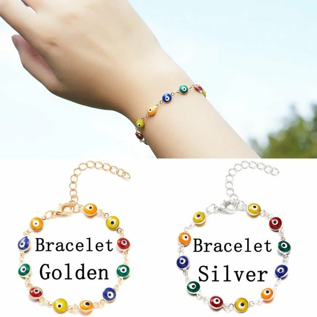 Boho Turkish Evil Eye Beads Enamel Anklet Bracelet Necklace Women Party Jewelry