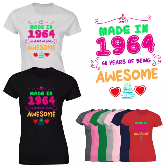 T-shirt donna 60 anni Made in 1964 donna fantastica maglietta regalo