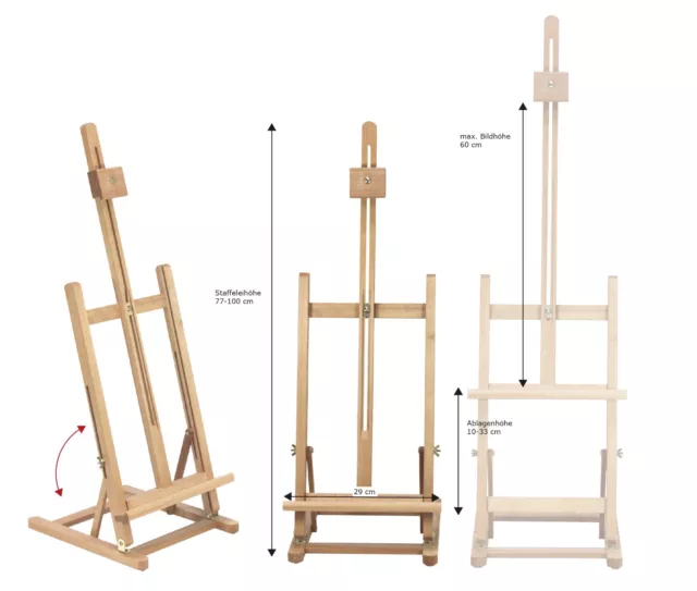 Große TISCHSTAFFELEI T-60 aus BUCHENHOLZ FSC für Keilrahmen bis 62cm, Bildhalter