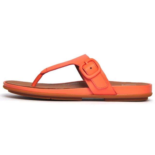 FitFlop Gracie Buckle Womens Leather Toe Post Designer Fashion Slip-On Sandals
