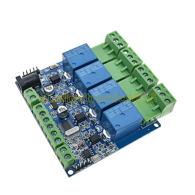 12V MODBUS RTU 4 Way Relay Module STM8S103 4 Road Input RS485 ...