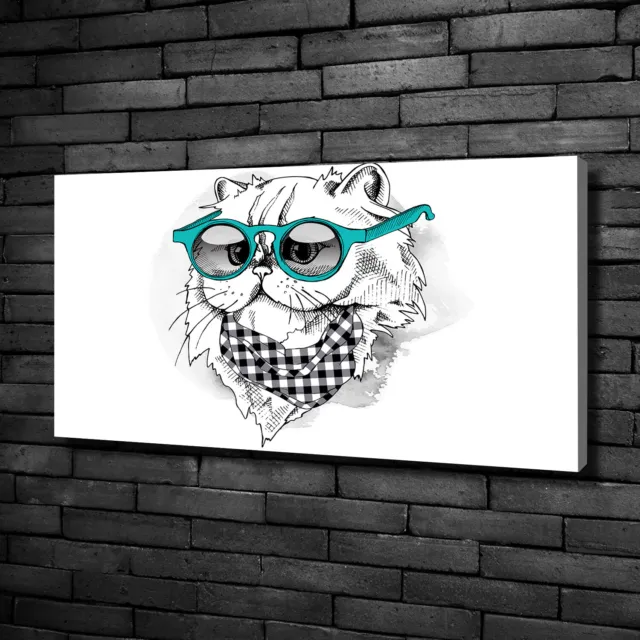 Tulup Dipinto Su Tela Pittura Su Un Muro 100x50cm - Gatto Con Gli Occhiali