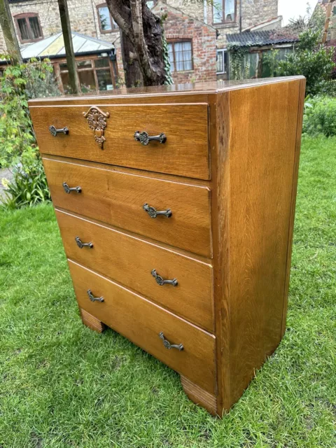 Antique Oak Arts And Crafts Small Chest Of Drawers