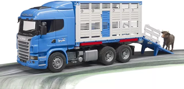 Bruder 03549 Scania R-Serie Tiertransport - LKW mit 1 Rind -  1:16