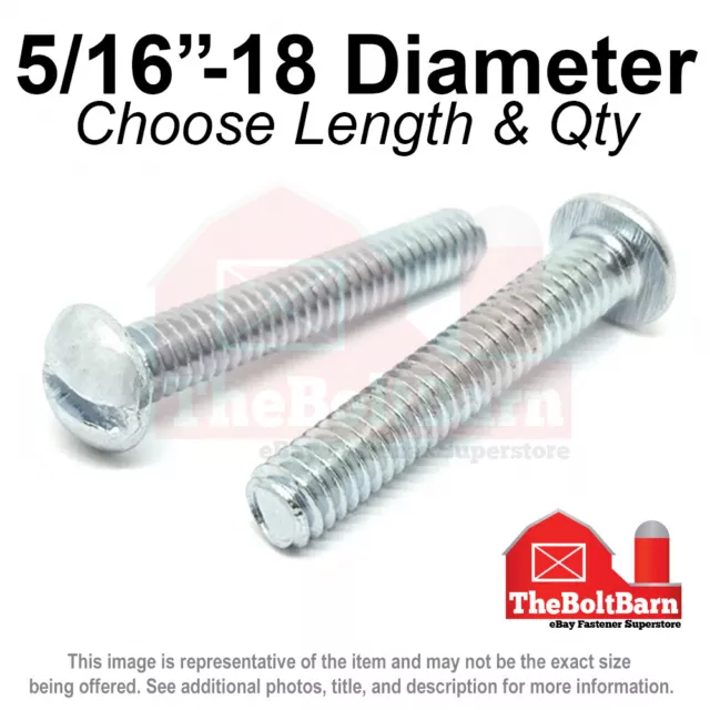 5/16"-18 Slotted Round Head Machine Screws Bolts Zinc Coarse (Pick Length & Qty)