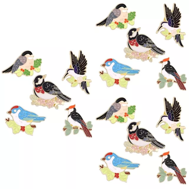 15 Pcs Small Animal Brooch Alloy Miss Broach Large Clothing Ornament Bird Badge