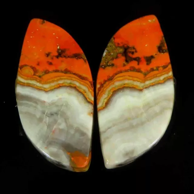 59.50Cts.100%Natural Bumble Bee Eclipse Jasper Fancy 17x36x5mm Pair Cab Gemstone