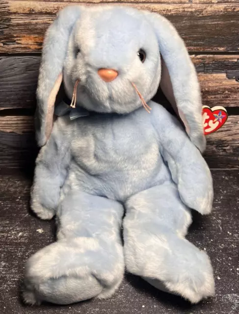 Retired Ty Baby Beanie Buddy~Flippity The Blue Easter Bunny Rabbit 14"~With Tag