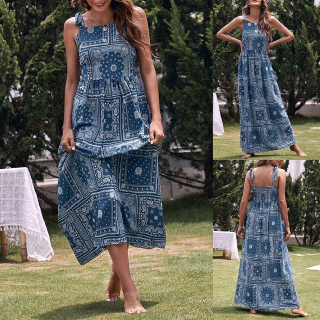 Robe courte femme sans manches motifs bohèmes été