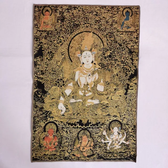 36" Tibet Tibetan Cloth Silk Buddhism Guanyin Tara Kwan-yin Tangka Thangka Mural