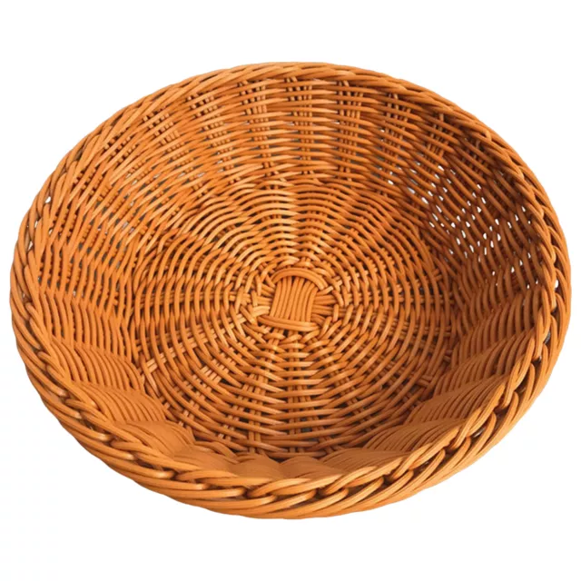 Retro Woven Bread Baskets Round Woven Basket Serving Storage Bowls for Kitchen