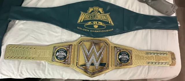 WWE WRESTLEMANIA 40 Philadelphia Championship Golden In Hand Title Belt ...