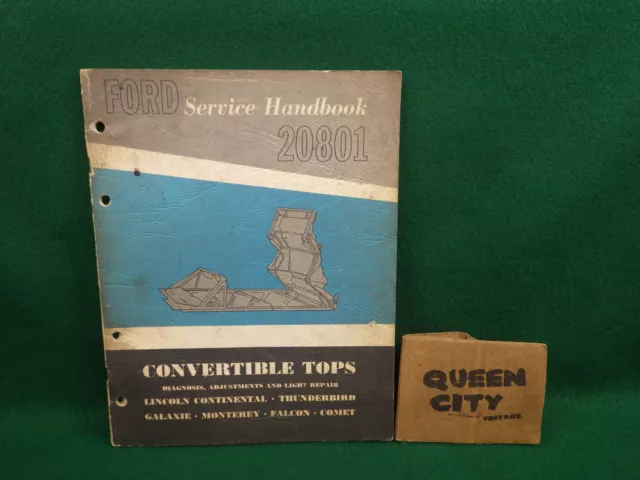 1962 Ford factory original shop/service manual Convertible Tops Lincoln-Mercury