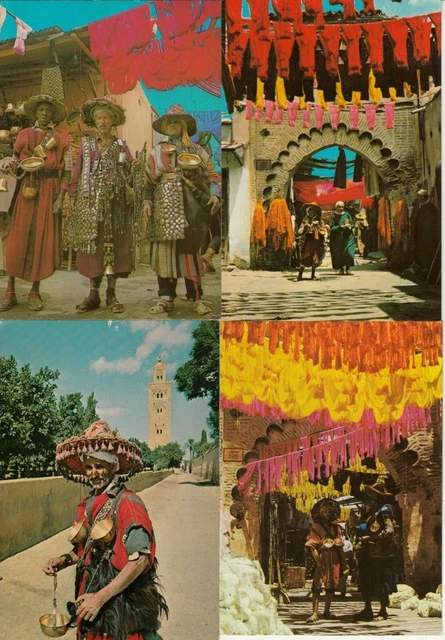 Lot de 4 cartes postales MARRAKECH MAROC MOROCCO porteurs d'eau