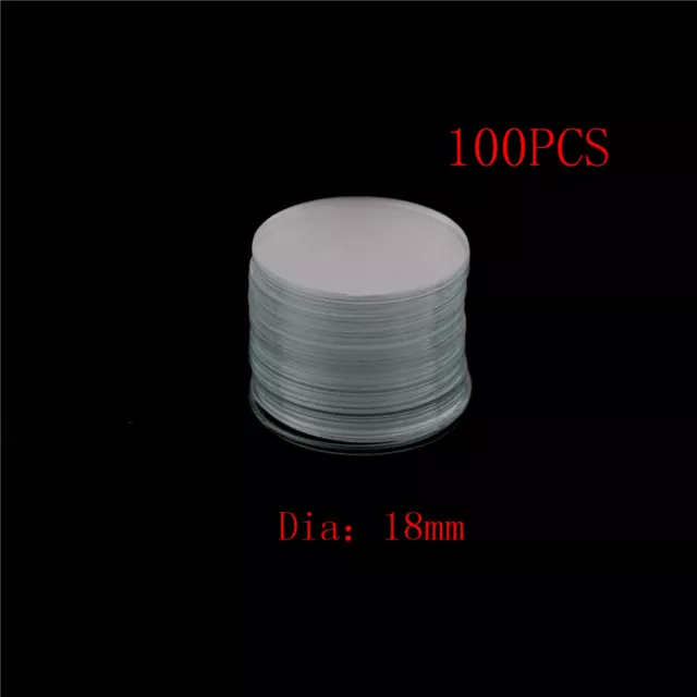 100Pcs Circular Round Microscope Slide Coverslip Cover Glass Diameter 18mm.Q1