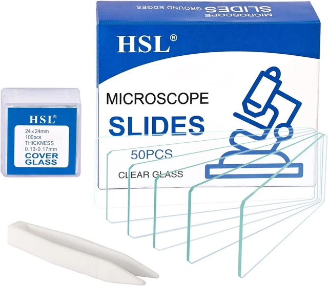 Microscope Slides and Covers,24X24Mm Square Cover Glass 100Pcs and 50Cps Blank G