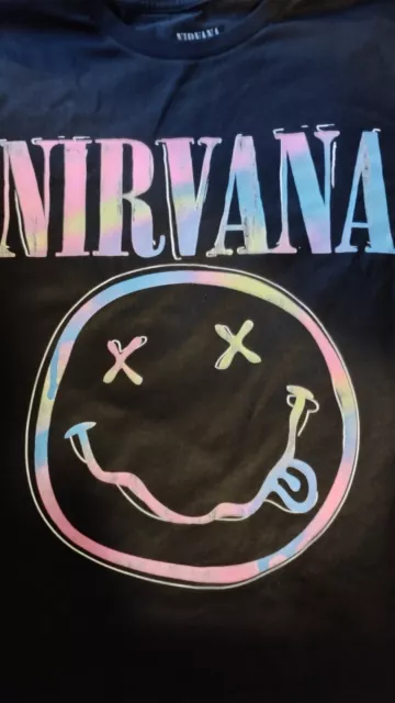 Nirvana Rock T Shirt Happy Face Black Grunge Kurt Cobain Retro Sorbet Ray S-4XL 2