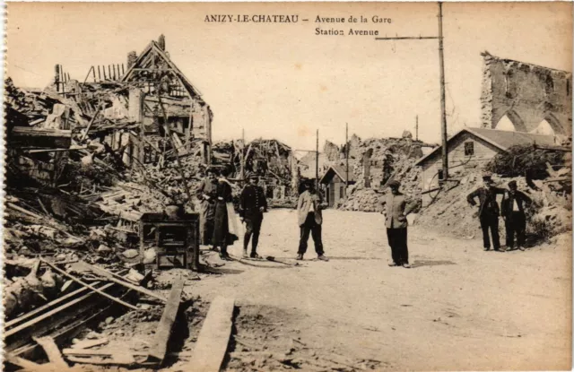 CPA AK Militaire - Anizy-le-Chateau - Avenue de la Gare - Ruines (697103)