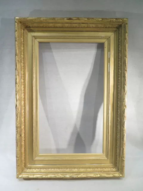 ANTIQUE LARGE WOODEN FRAME & STUCCO GOLD A LA LEAF LANDSCAPE 19th century