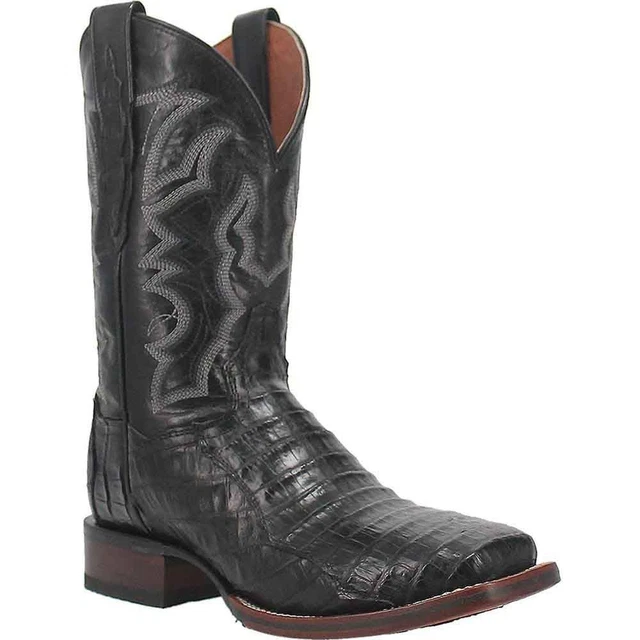 Bottes Cow-boy Dan Post Vintage - Cuir Exotique Peau De Lézard - Marron - Taille 6 Femme - Années 80 - USA
