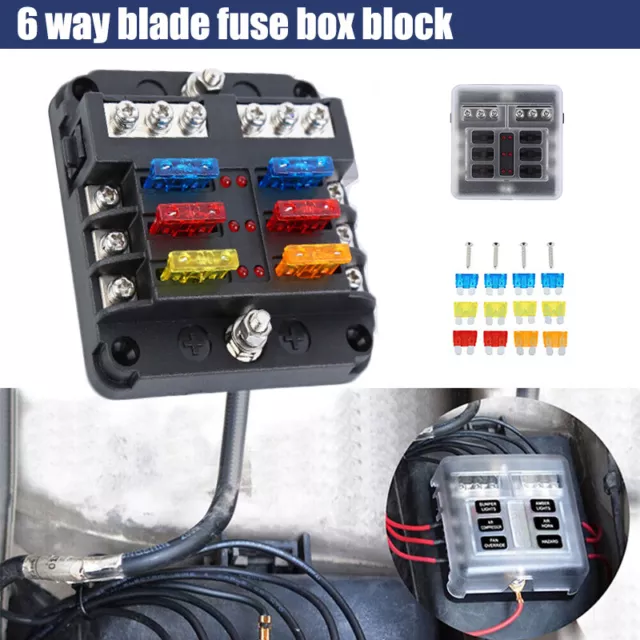 Gebildet 32V 40A 6 Voies Standard Boîte à Fusibles, Imperméable 6,3 mm Fuse  Box Holder, avec 10 pièces Fusible à Lame, pour Voiture Bateau Marine :  : Auto et Moto