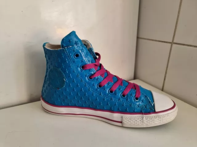 Entrenadores Converse All Star Ct Reino Unido 4 Eu 37 Niñas Niños Blanco Azul Púrpura Alta Goma