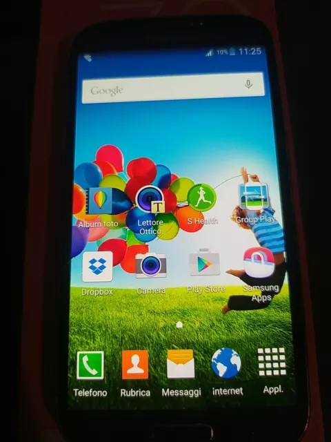 SAMSUNG GALAXY S4  Con Una Cover + Carica Batteria Vetro Rotto Display Funziona