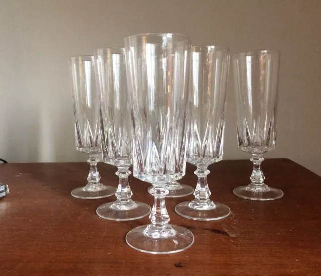 lot de 6 flutes a champagne Cristal d'Arques modele Louvre occasion