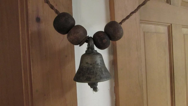 Burmese Water Oxen Bell Wood Frame Brass Bell with Ringer 16” Long 13 ½” Wide 2