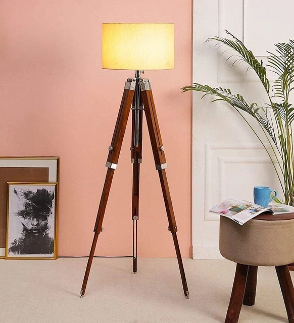 Trépied Lampadaire Stand En Bois Maison/Bureau Décor Lampe pour Coins Lampe...