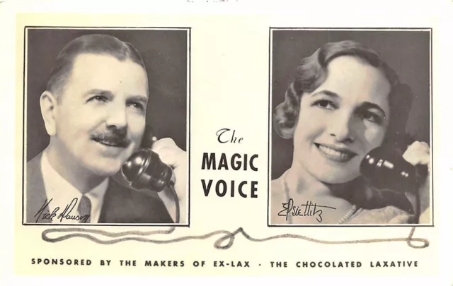 Nick Dawson E Elsie Hitz " Il Magia Voice " Radio Mostra Ex-Lax RPPC Cartolina