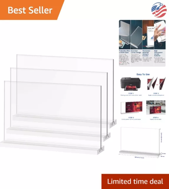 Premium Acrylic Sign Holder: Desktop Display - Clear Visibility - 11x8.5 Pack