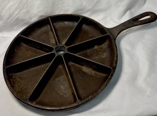 Vintage Triangular Shaped 9 inch Cornbread Pan Cast Iron Skillet Made In USA