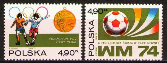 Poland 1974 Sc2036-37 Mi2315-16 1.40 MiEu 2v mnh World Cup Soccer Championship