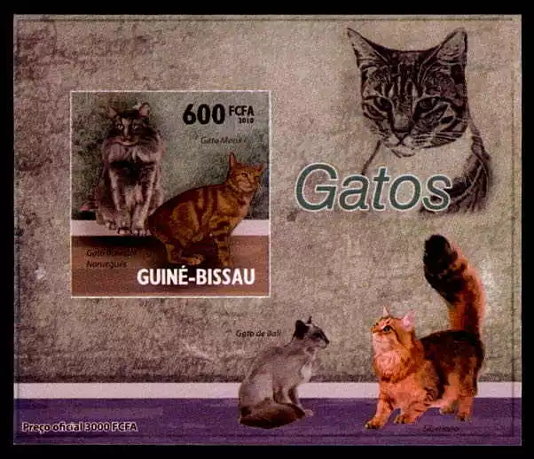 GUINEA-BISSAU EPREUVE DE LUXE KATZEN KATZE CATS CAT CHAT GATO DELUXE SHEET dg69
