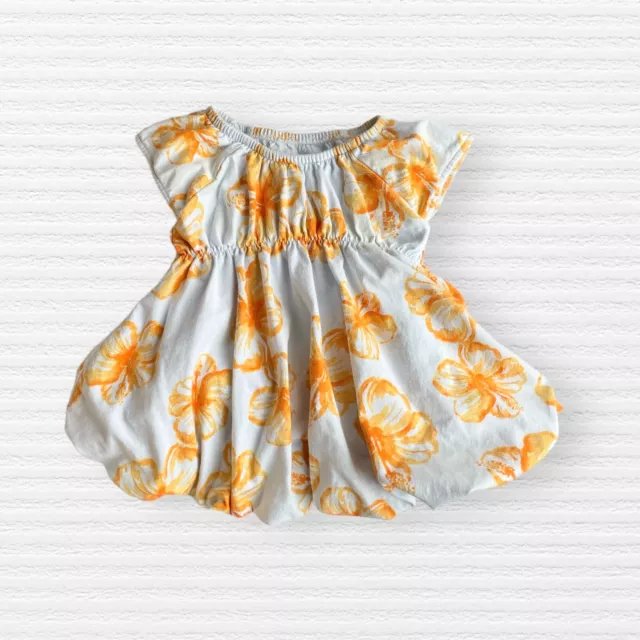 Burts Bees Baby Girls Floral Bubble Dress Bloomer Set Orange Blue Kids Size 6-9M