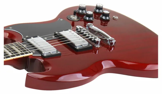 Rocktile Pro S E-Gitarre Humbucker Linde Korpus Heritage Cherry Kabel Double Cut 2